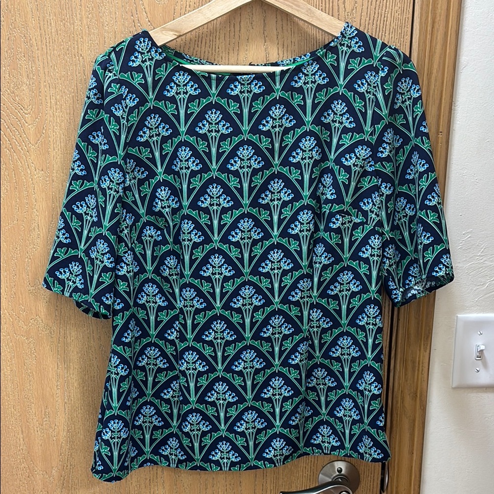 Boden Annie Floral Blue and Green Women's Top